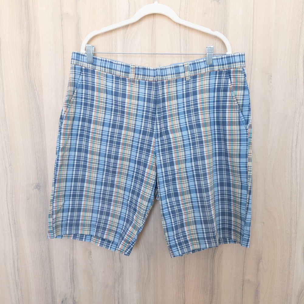 Tommy Hilfiger Mens Plaid Shorts 36 Blue Chino Cotton Casual Summer Preppy